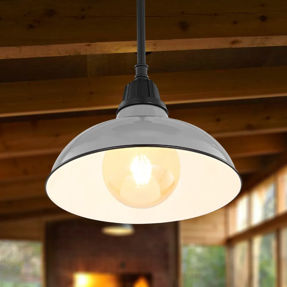 Antique 12.25" Farmhouse Industrial Indoor/Outdoor Iron LED Pendant