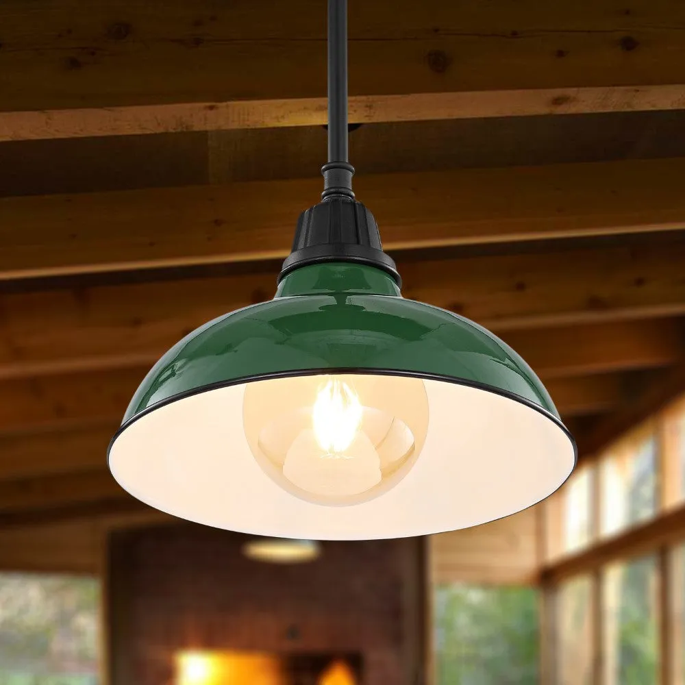 Antique 12.25" Farmhouse Industrial Indoor/Outdoor Iron LED Pendant