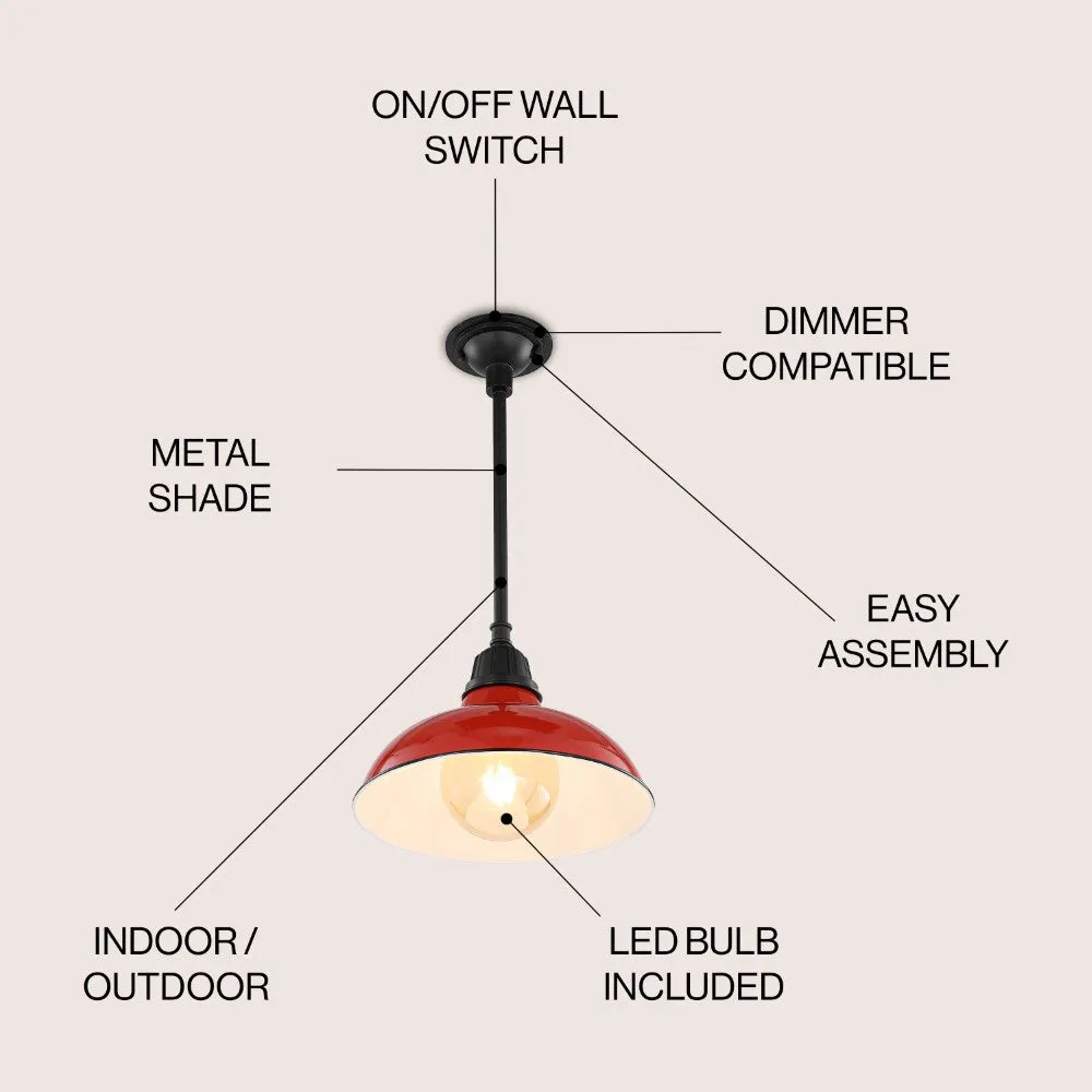 Antique 12.25" Farmhouse Industrial Indoor/Outdoor Iron LED Pendant