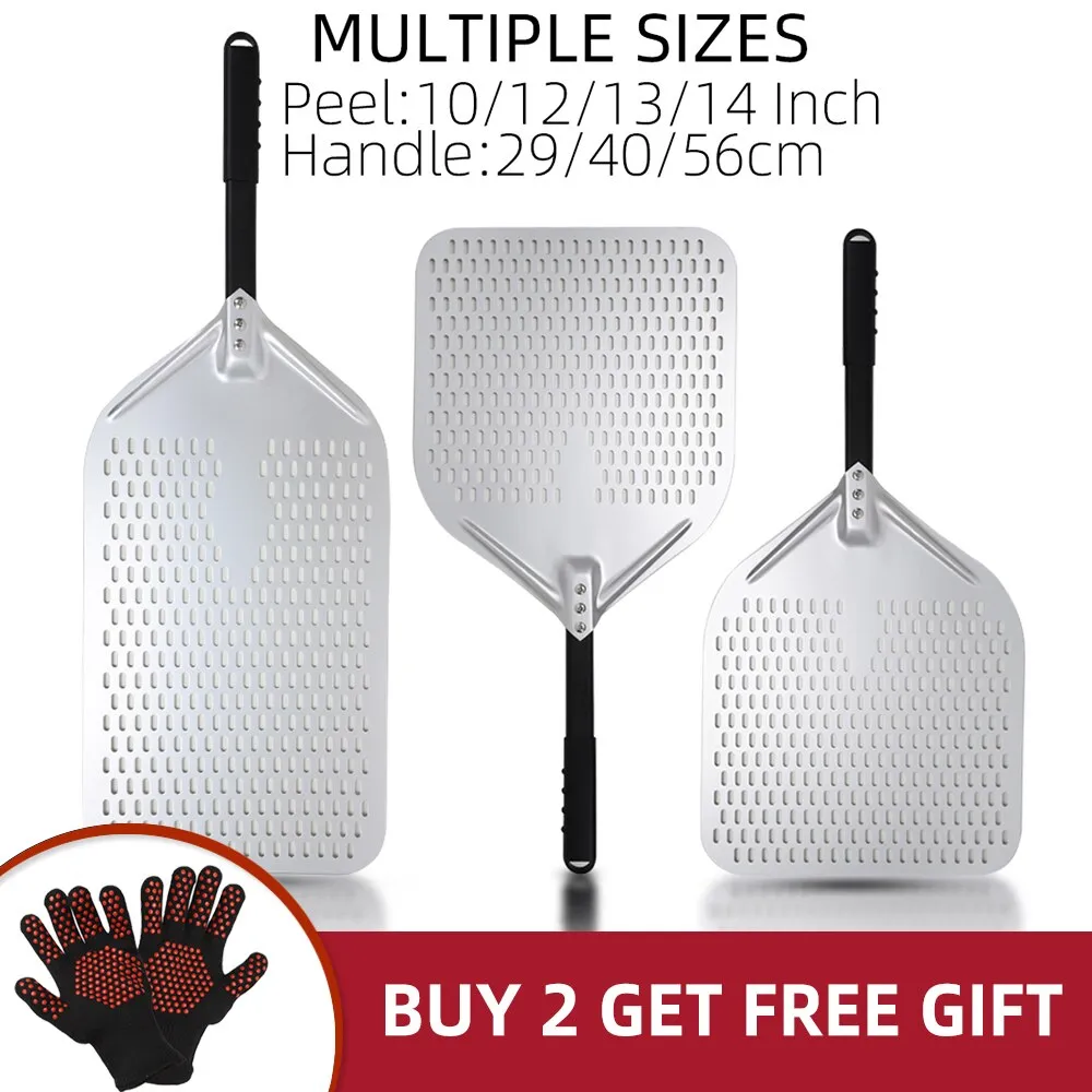 Anygleam Pizza Shovel 28cm X 84cm Silver for Perforated Peel with Metal Handle Oven Turning Baking Accessory