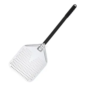 Anygleam Pizza Shovel 28cm X 84cm Silver for Perforated Peel with Metal Handle Oven Turning Baking Accessory