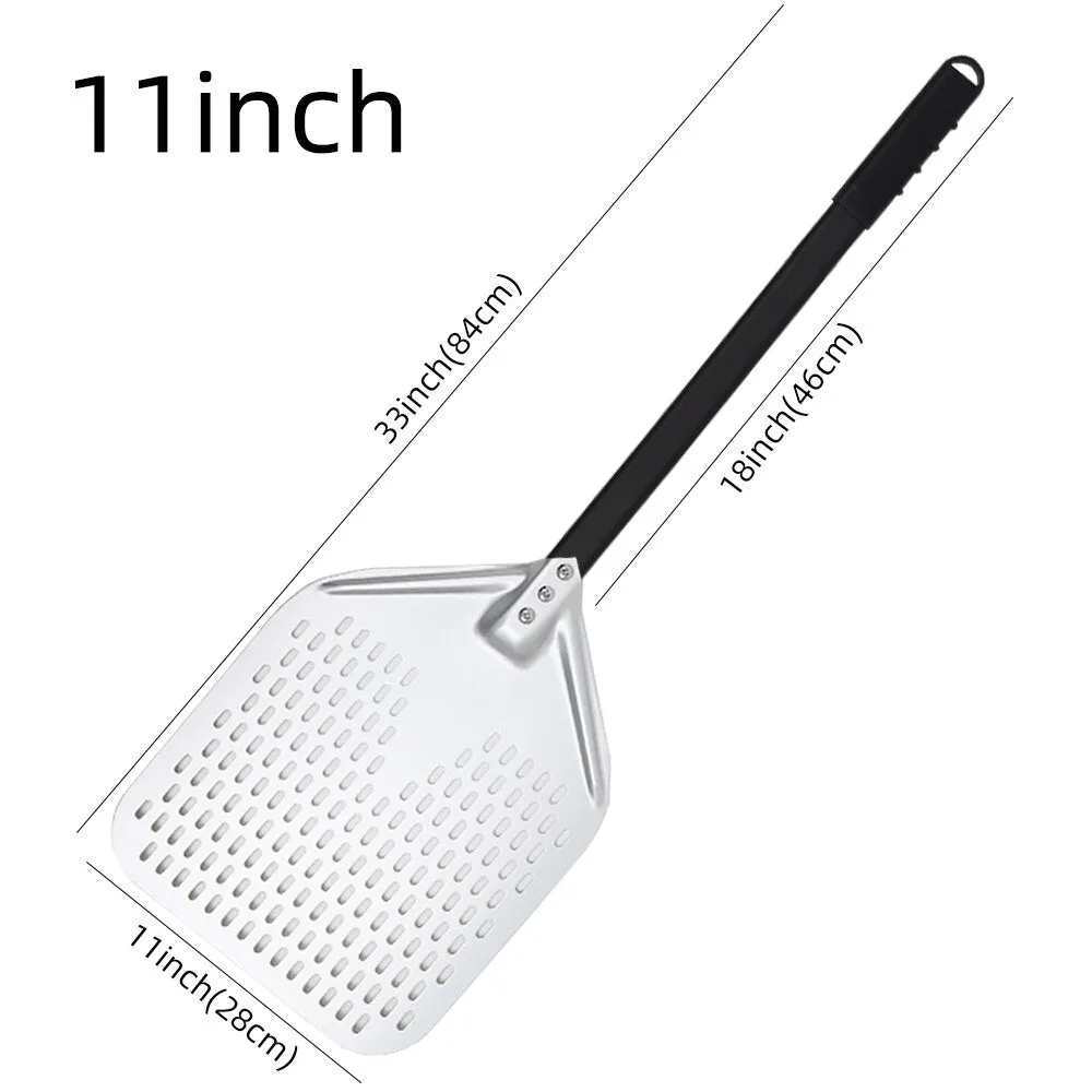 Anygleam Pizza Shovel 28cm X 84cm Silver for Perforated Peel with Metal Handle Oven Turning Baking Accessory