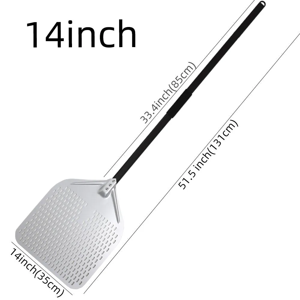 Anygleam Pizza Shovel 35 cm X 131cm Silver for Perforated Peel with Metal Handle Oven Turning Baking Accessory