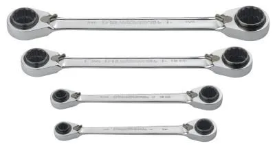 Apex Tool Group 4 Pc. QuadBox Double Box Ratcheting Wrench Sets, Inch, 85215