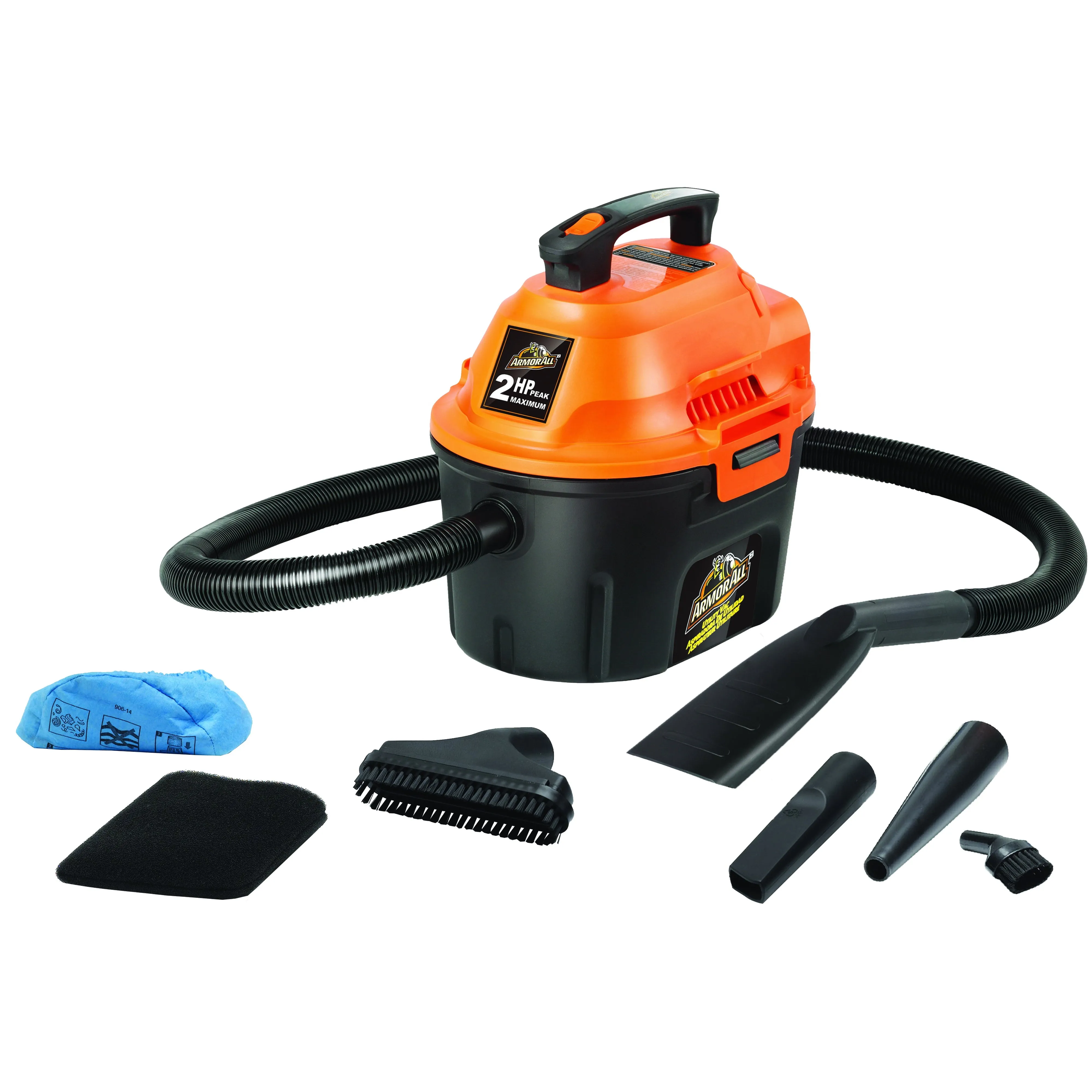 ARMOR ALL AA255 Wet and Dry Vacuum Cleaner, 2.5 gal Vacuum, Quiet, Foam Sleeve Filter