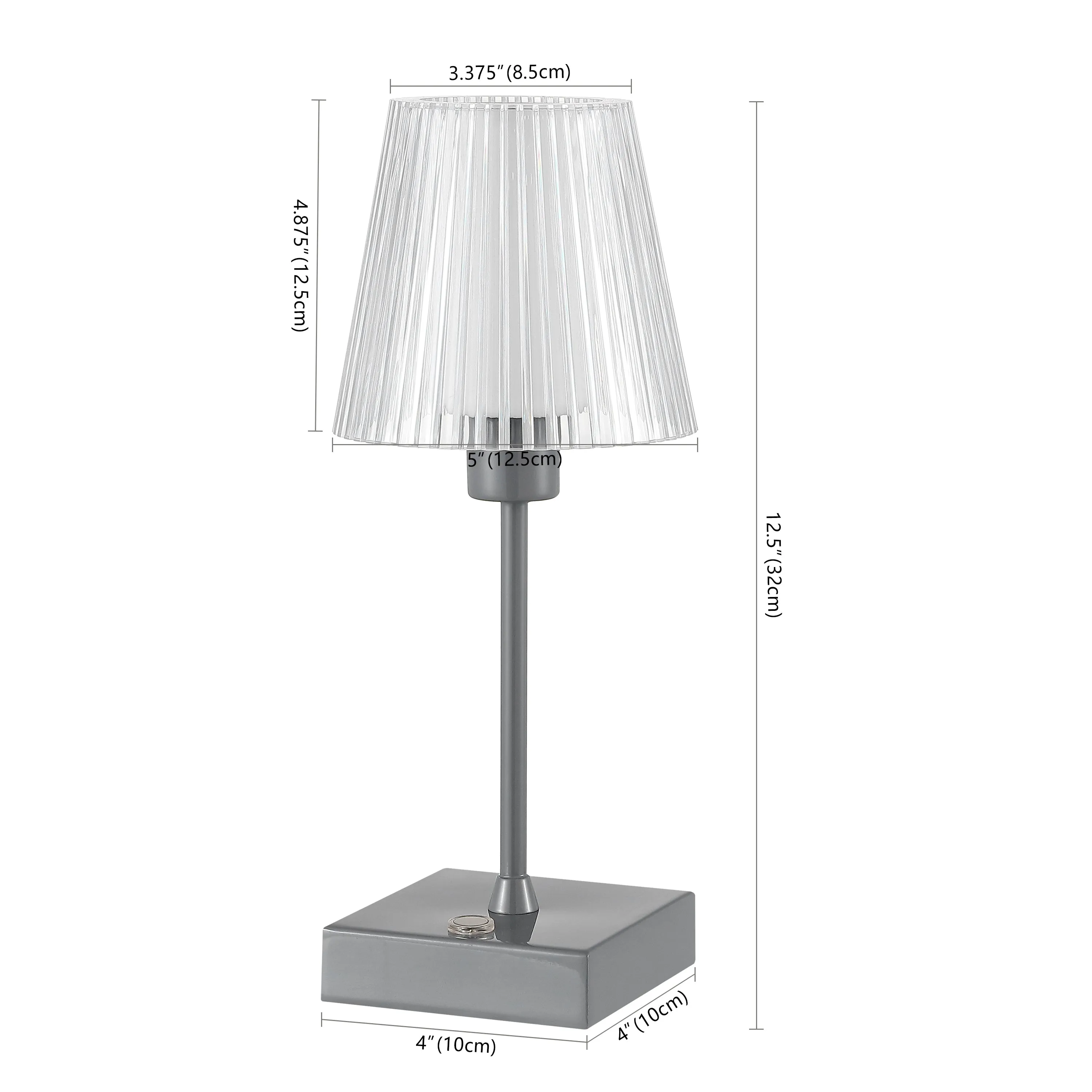 ARSTID Modern Industrial Rechargeable/Cordless Iron/Acrylic Integrated LED Table Lamp with Ribbed Shade