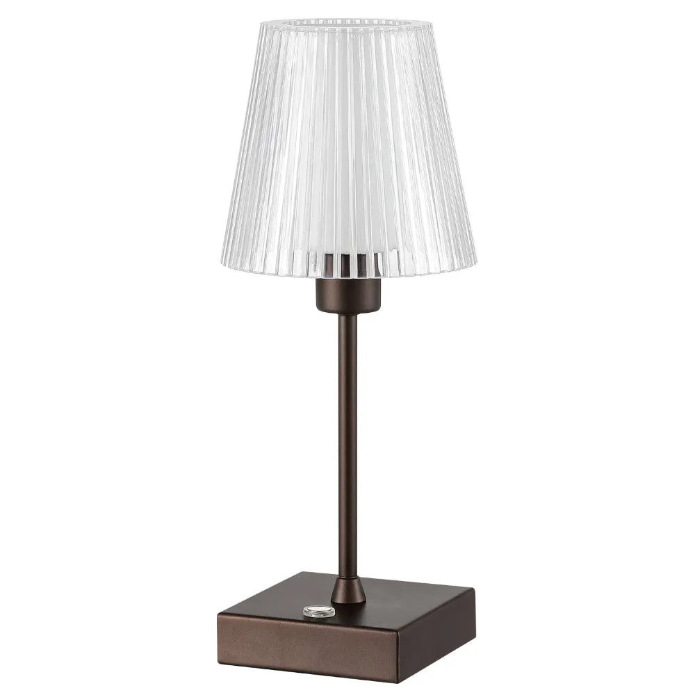 ARSTID Modern Industrial Rechargeable/Cordless Iron/Acrylic Integrated LED Table Lamp with Ribbed Shade