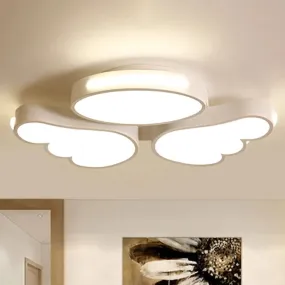 Art Deco Acrylic Flush Mount Ceiling Light - White Angel Design for Kid's Bedroom