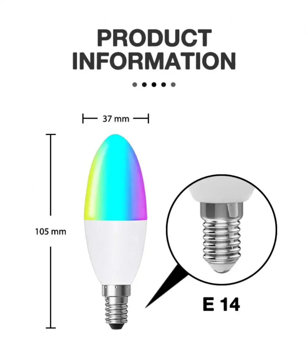 AUBESS E14 WiFi LED Smart Light Bulb for Google Assistant