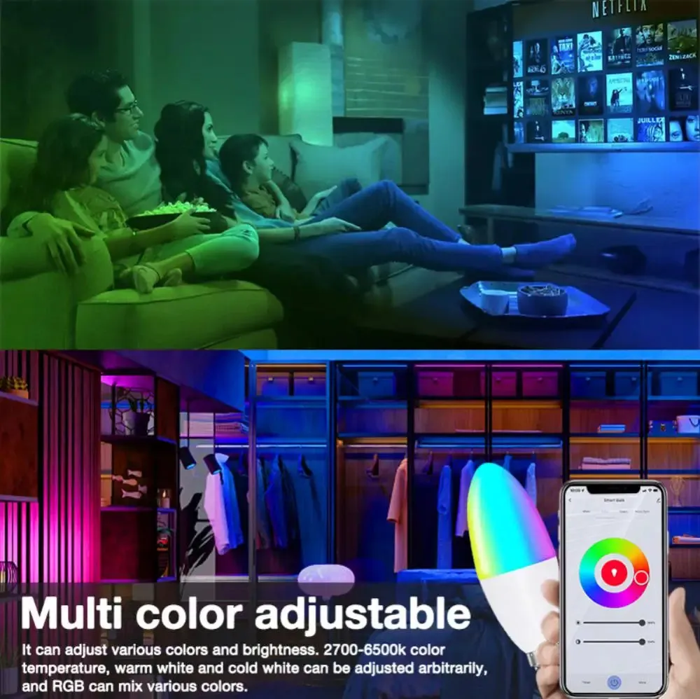 AUBESS E14 WiFi LED Smart Light Bulb for Google Assistant