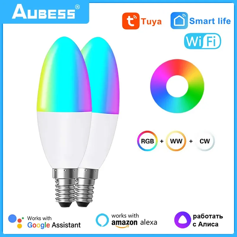 AUBESS E14 WiFi LED Smart Light Bulb for Google Assistant