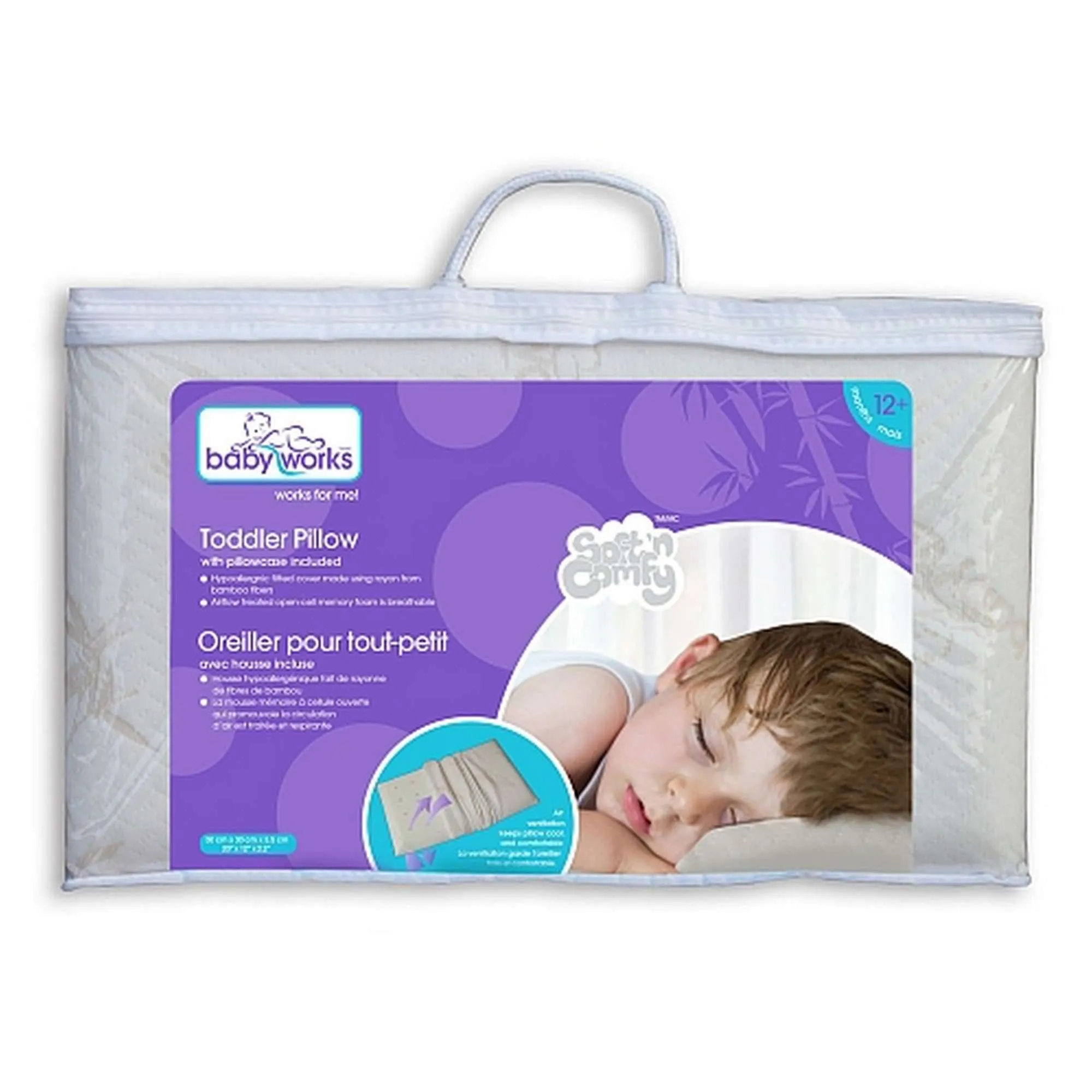 BABY WORKS Toddler Pillow with Bamboo Pillowcase