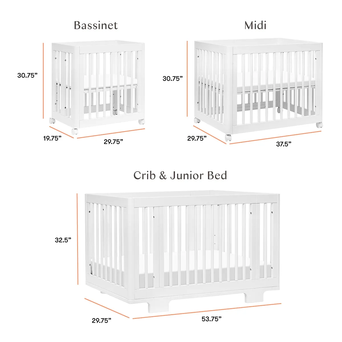 Babyletto Yuzu 8-in-1 Convertible Crib with All-Stages Conversion Kit - White