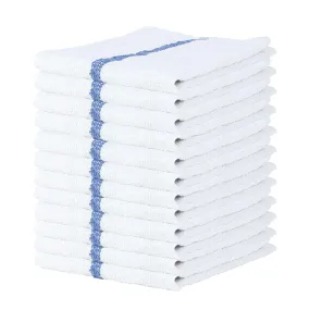 Bar Mop Towel 12-24 Pack Cleaning Kitchen Towels 16"x19" Cotton Blue Stripe