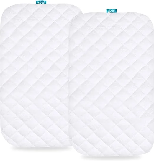 Bassinet Mattress Pad Cover - Fits Yacul Baby Bassinet Bedside Sleeper, 2 Pack, Bamboo, Waterproof