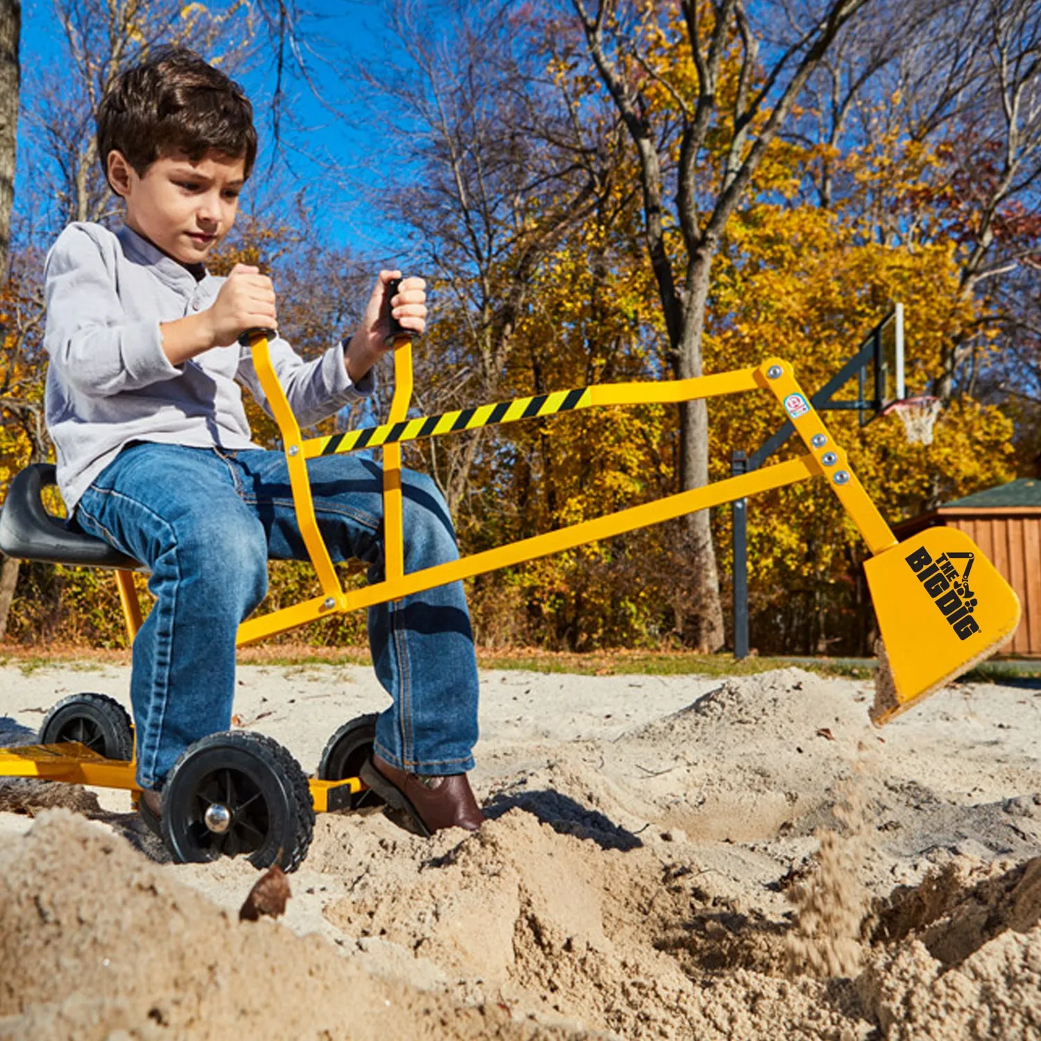 Big Dig Rolling Sandbox Digger Excavator Crane w/ 360 Rotation Base (2 Pack)