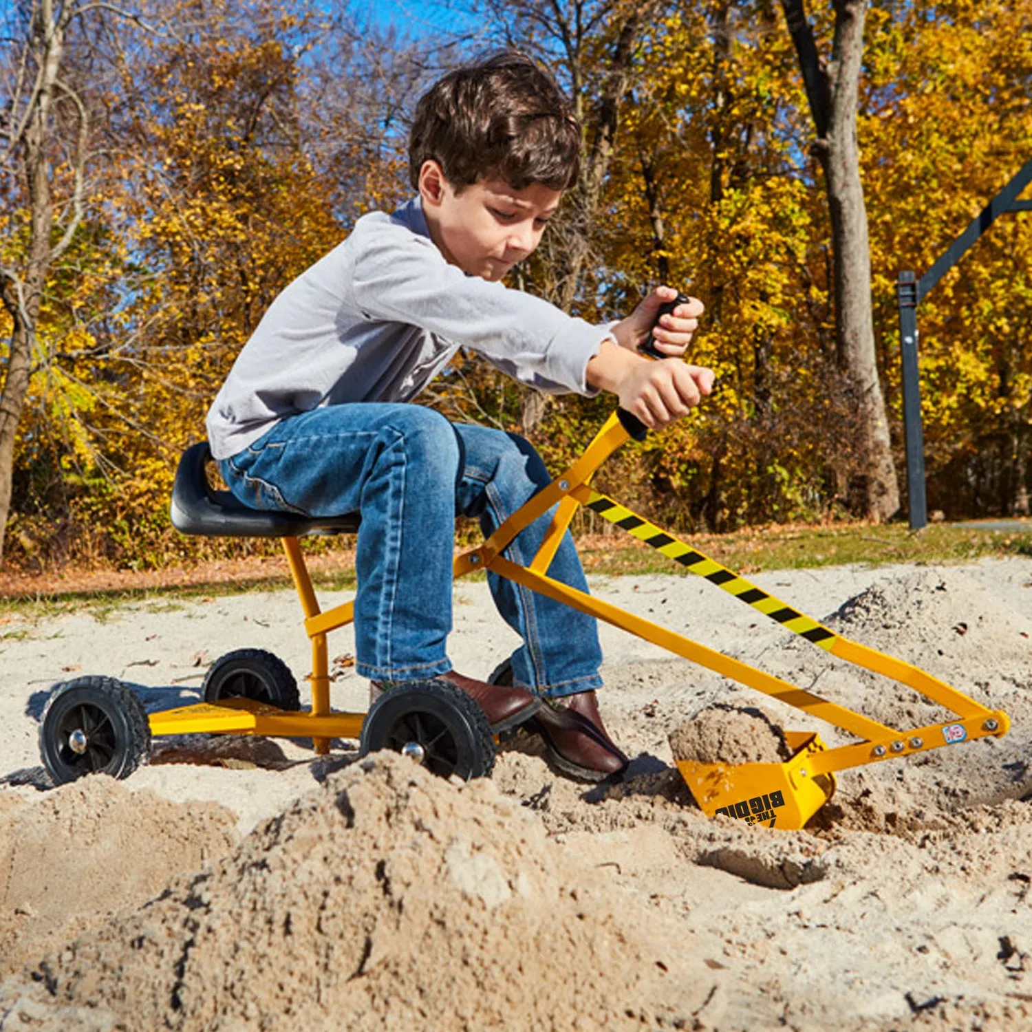 Big Dig Rolling Sandbox Digger Excavator Crane w/ 360 Rotation Base (2 Pack)