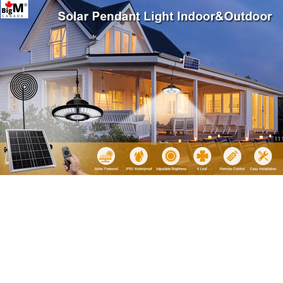 BigM 136 LED 1000 Lumens Bright Indoor Solar Light for Patios Pergolas