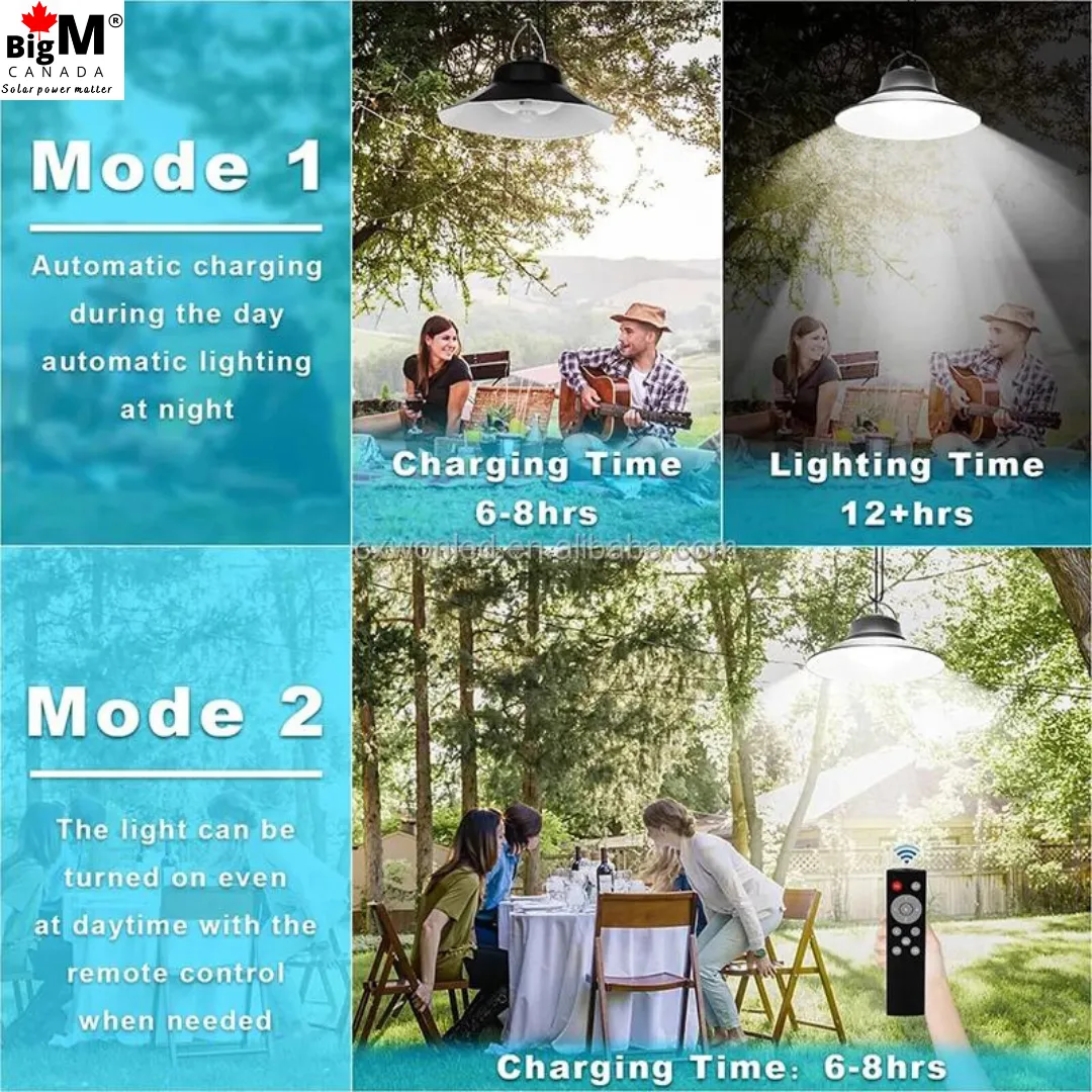 BigM dual headed 1200 lumens  bright solar indoor light for gazebos