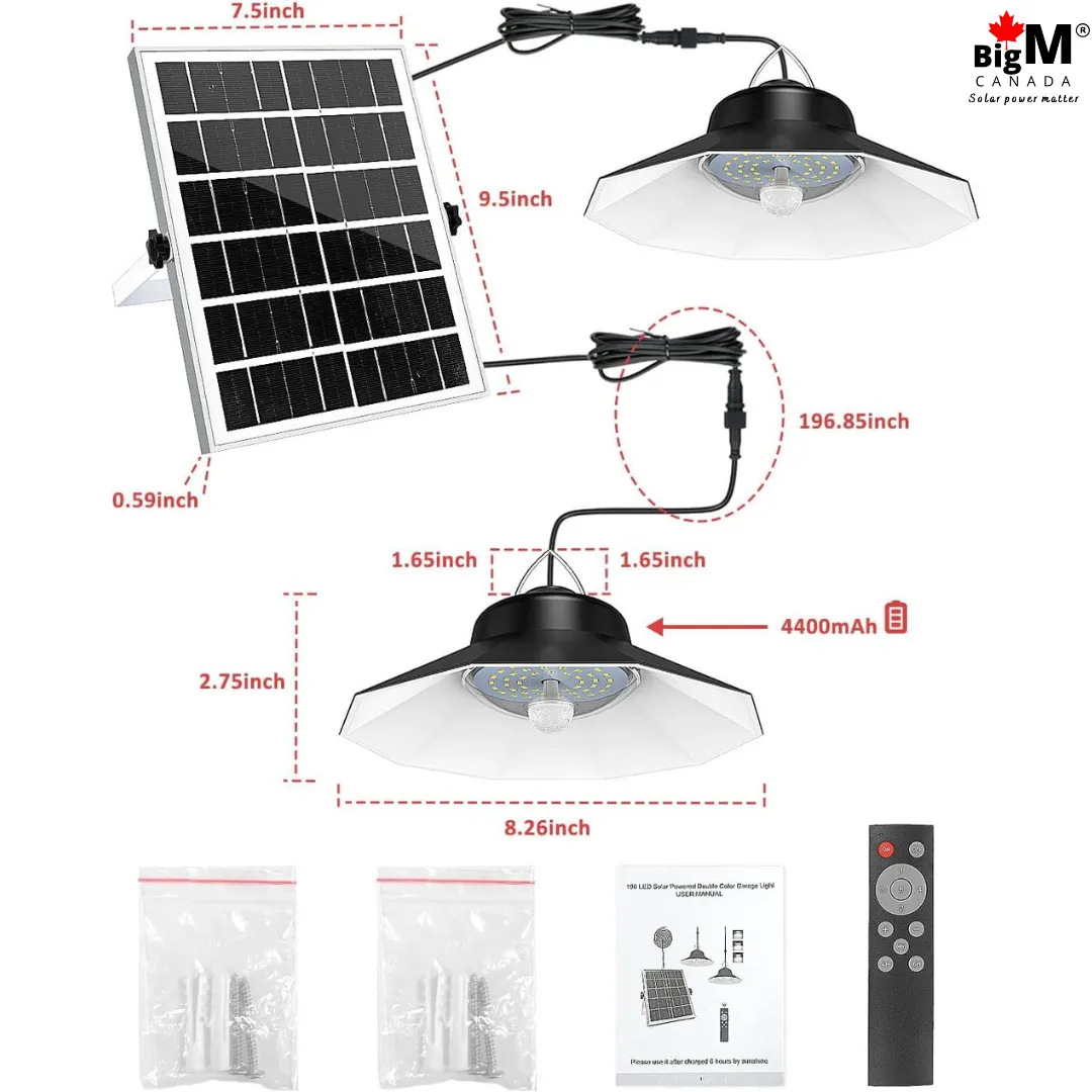 BigM dual headed 1200 lumens  bright solar indoor light for gazebos