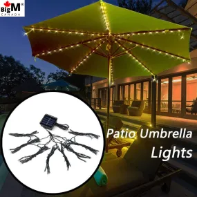 BigM Solar String Lights for Patio Umbrella for Backyards Patios