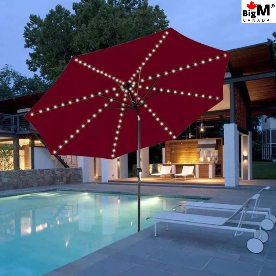 BigM Solar String Lights for Patio Umbrella for Backyards Patios