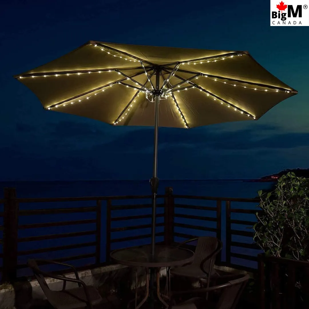 BigM Solar String Lights for Patio Umbrella for Backyards Patios