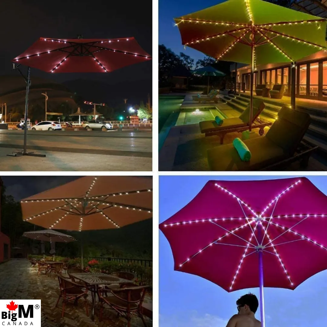 BigM Solar String Lights for Patio Umbrella for Backyards Patios