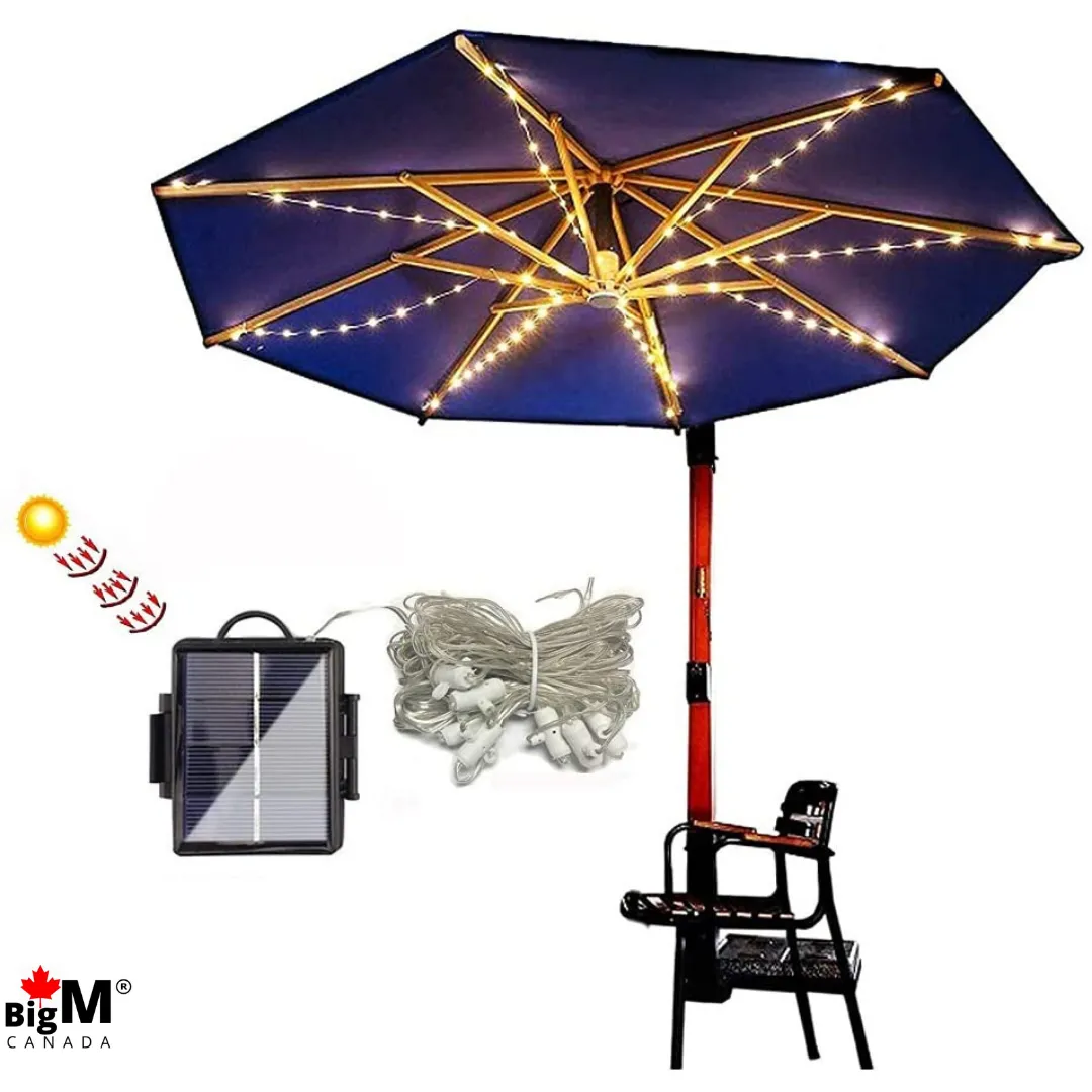 BigM Solar String Lights for Patio Umbrella for Backyards Patios