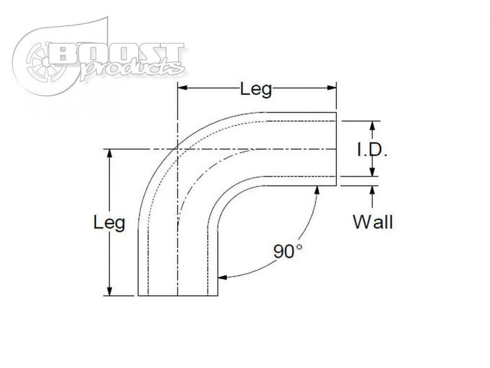 BOOST Products Silicone Elbow 90 Degrees, 63mm (2-1/2") ID, Black