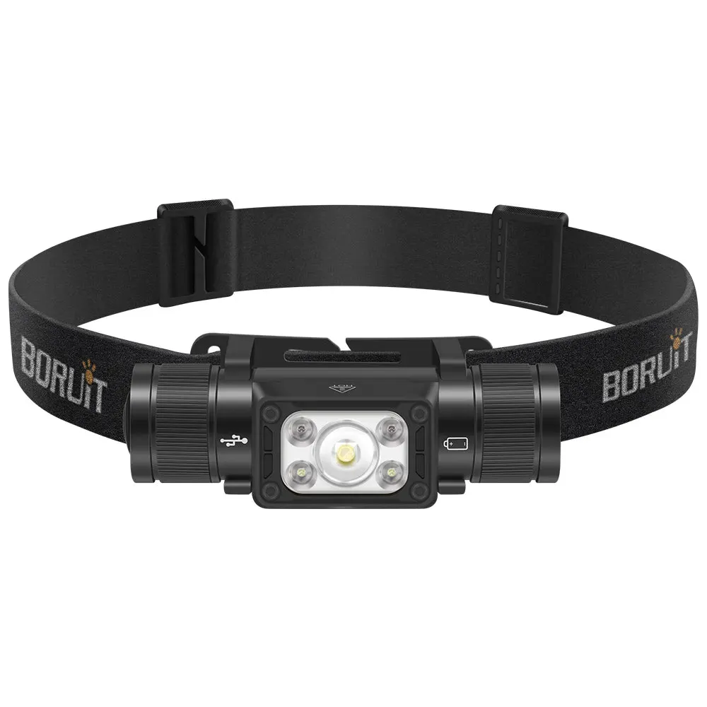 BORUiT HP350 LED Headlamp Type-C Rechargesble 18650 Headlight Waterproof Emergency Lantern Camping Fishing Powerful Head Torch