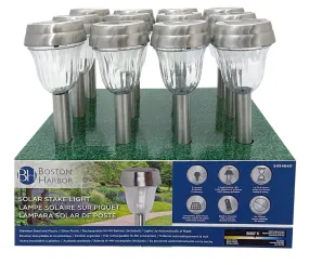 Boston Harbor 24173 Solar Stake Light, Ni-Mh Battery, 1-Lamp, LED Lamp, Metal Plastic Fixture, Battery Included: Yes :EA: QUANTITY: 12