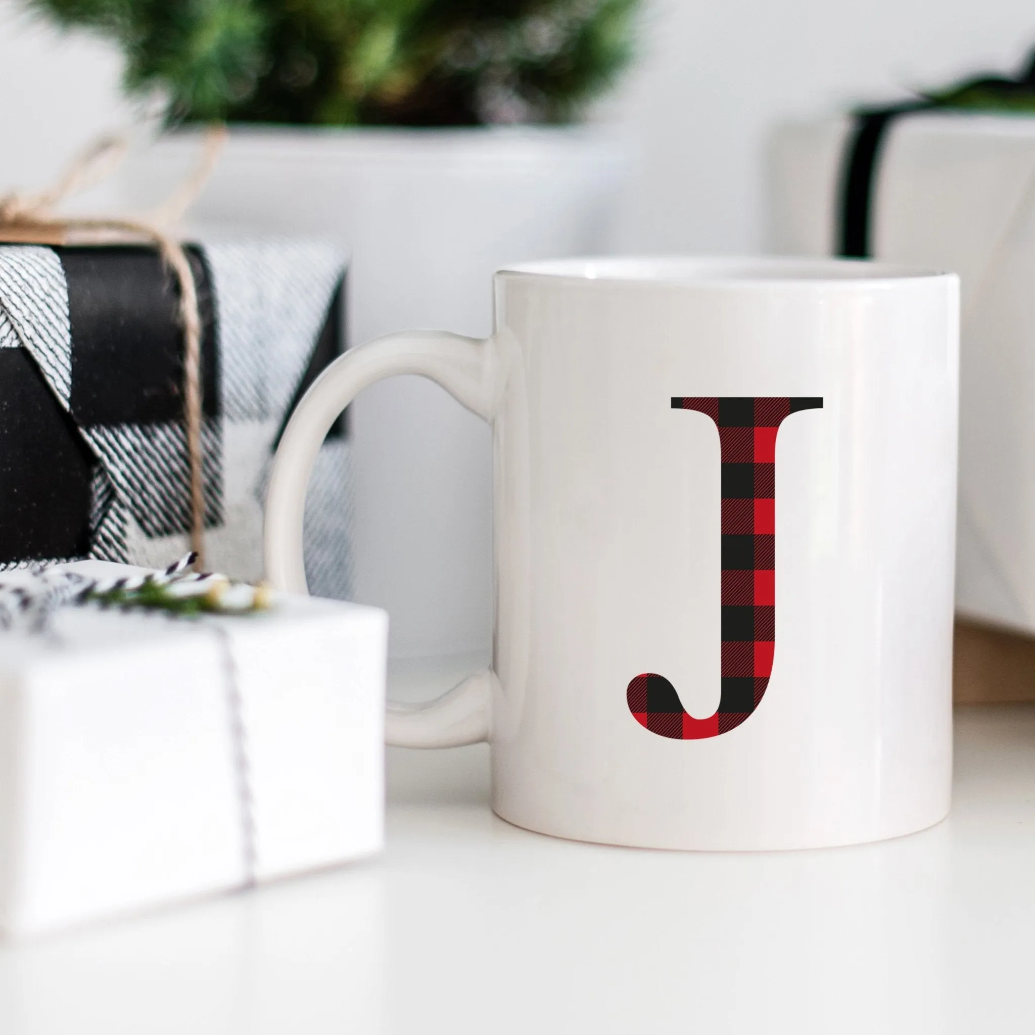 Buffalo Plaid Monogram Campfire Mug