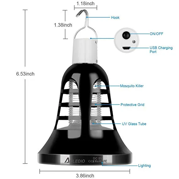 Bug Zapper Tent Light LED (BLACK)