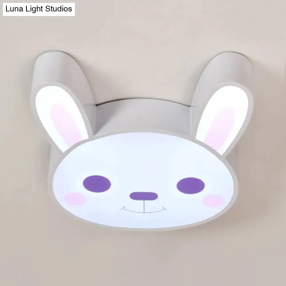 Bunny Girls Bedroom Ceiling Light - Acrylic Animal Fixture in White