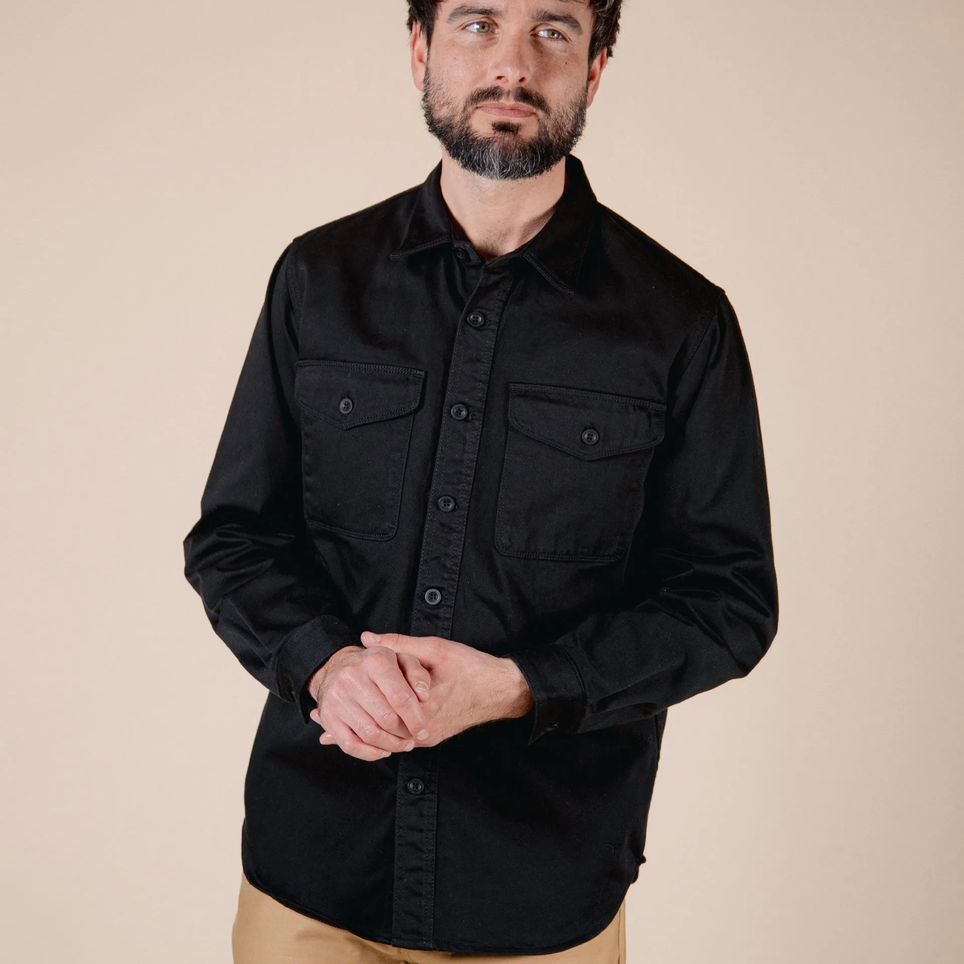 BWS-04 SCOUT OVERSHIRT 9.5 oz. black military sateen [CORE]