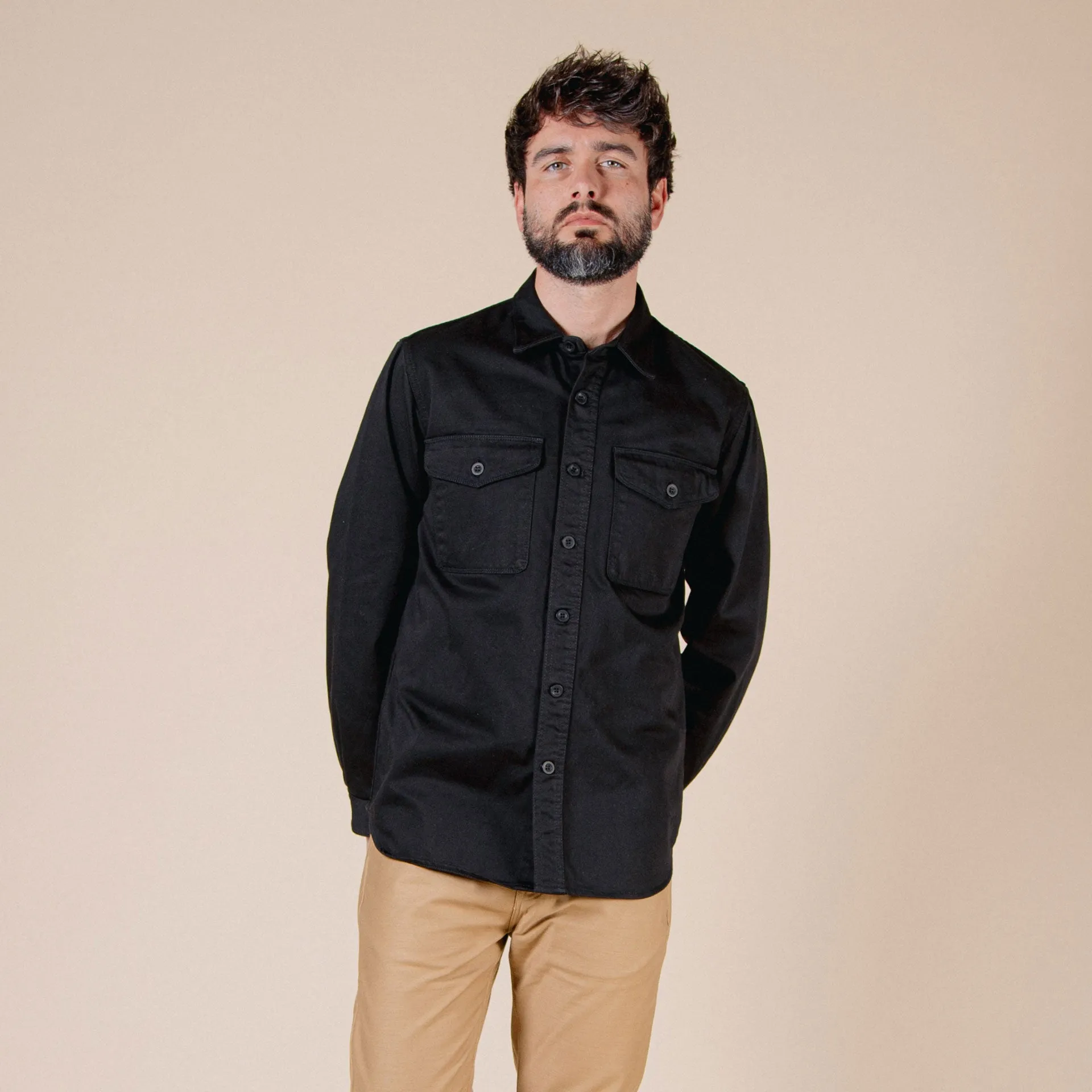 BWS-04 SCOUT OVERSHIRT 9.5 oz. black military sateen [CORE]