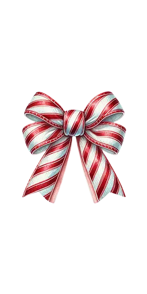 Candy Cane Bow  - Printed Guest Towel