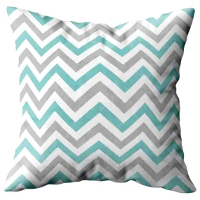 Canvas Pillow Cover 18in x 18in Aqua Chevron