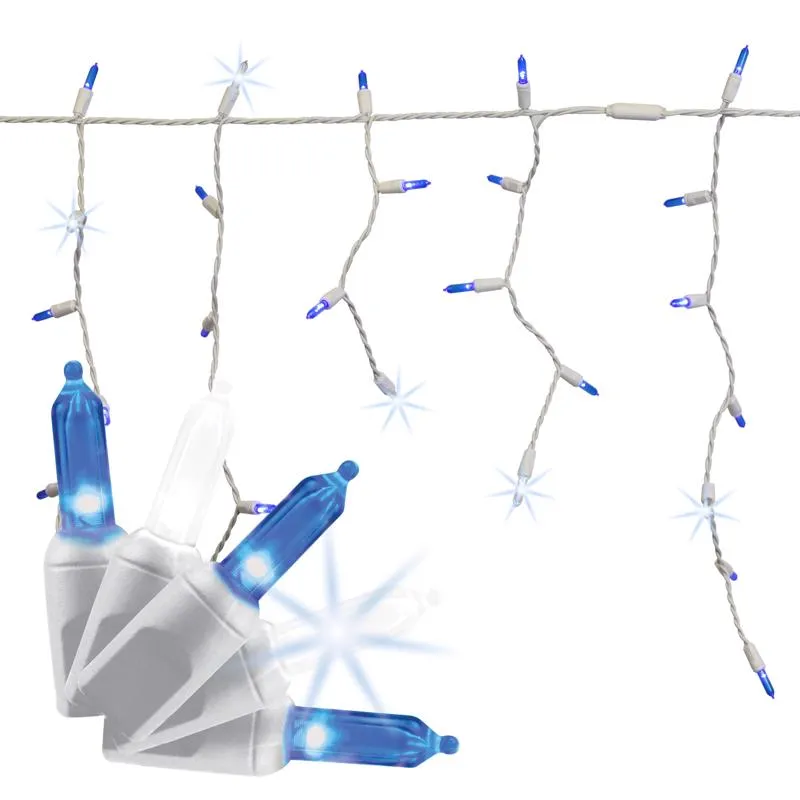 Celebrations Platinum LED T5 Blue/Pure White 100 ct Icicle Christmas Lights 9.5 ft.