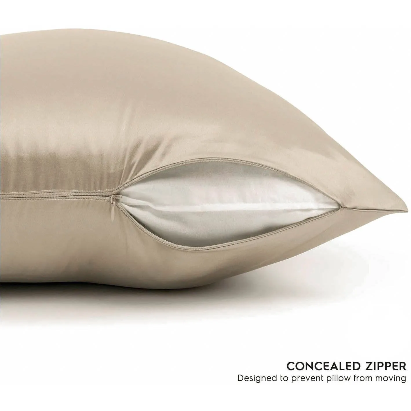 Champagne Gold  Silk Pillowcase - King - Zip Closure