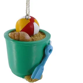 Chesapeake Bay Resin Beach Bucket with Sand, Shovel and Shells, Hanging Ornament