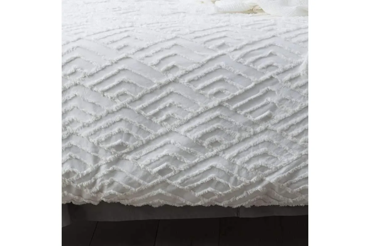 Chevvy White Vintage Washed Tufted Quilt Cover Set by Revive Living