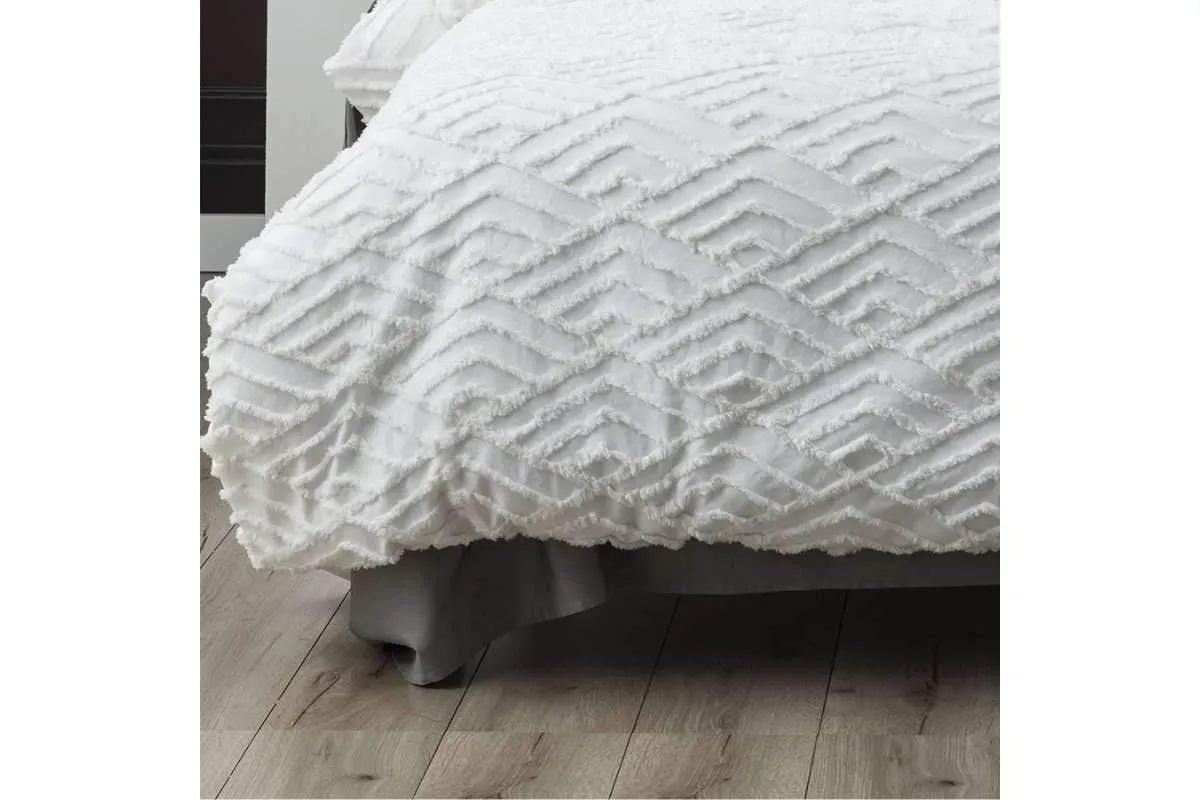 Chevvy White Vintage Washed Tufted Quilt Cover Set by Revive Living