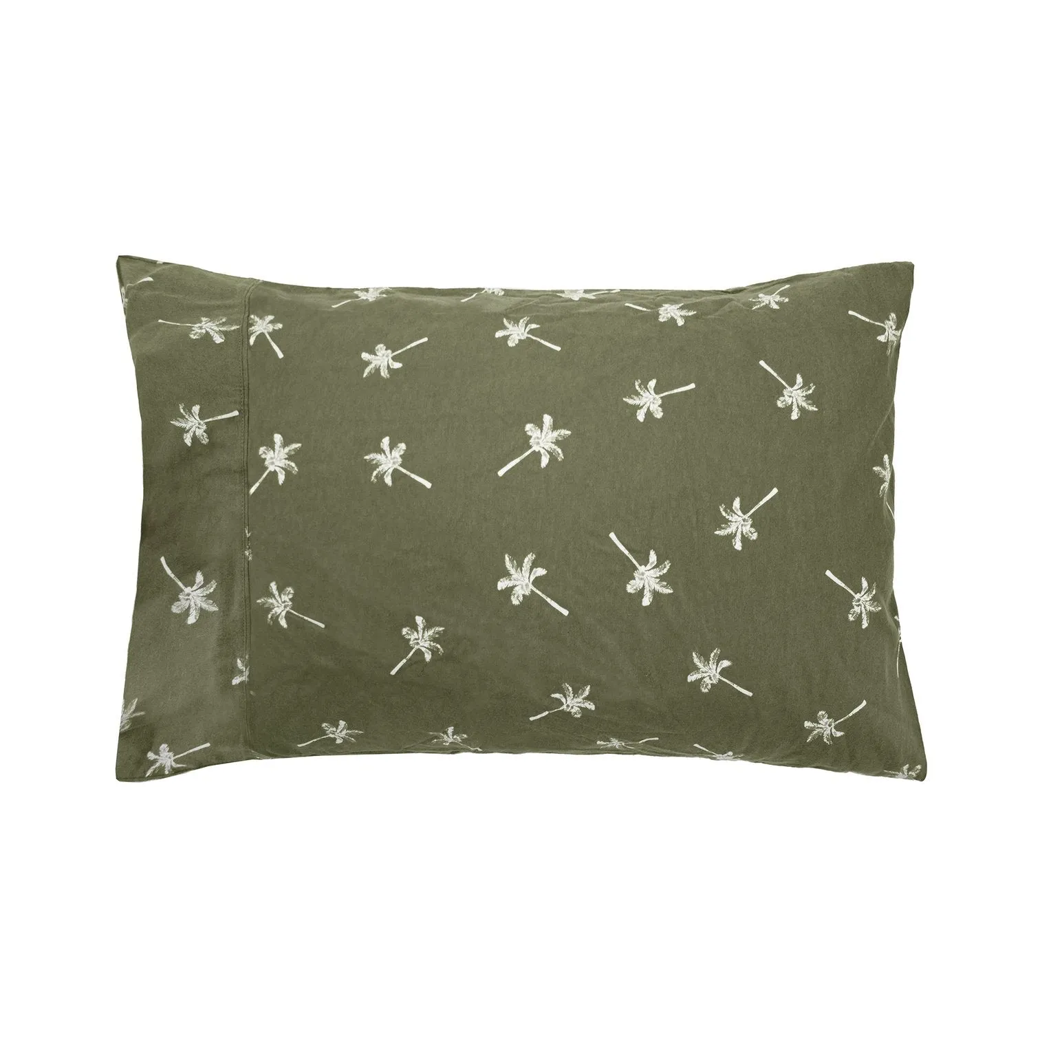 Cocos Olive Green Palm Trees Flannelette Sheet Sheet Set