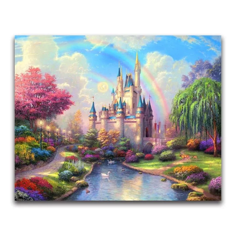 Colorful Castle Rainbow, 5D Diamond Painting Kits | Full Square / Round Drill Rhinestone Mosaic Diamond Art