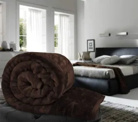 COMFORT PLANET 500 TC Winter | Mild-Winter Solid | Floral Super Soft Warm Mink Double Bed Blanket for Winter, Lightweight Kambal (Coffee Brown, Double Bed - 90x90 Inch)