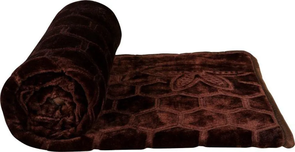 COMFORT PLANET 500 TC Winter | Mild-Winter Solid | Floral Super Soft Warm Mink Double Bed Blanket for Winter, Lightweight Kambal (Coffee Brown, Double Bed - 90x90 Inch)