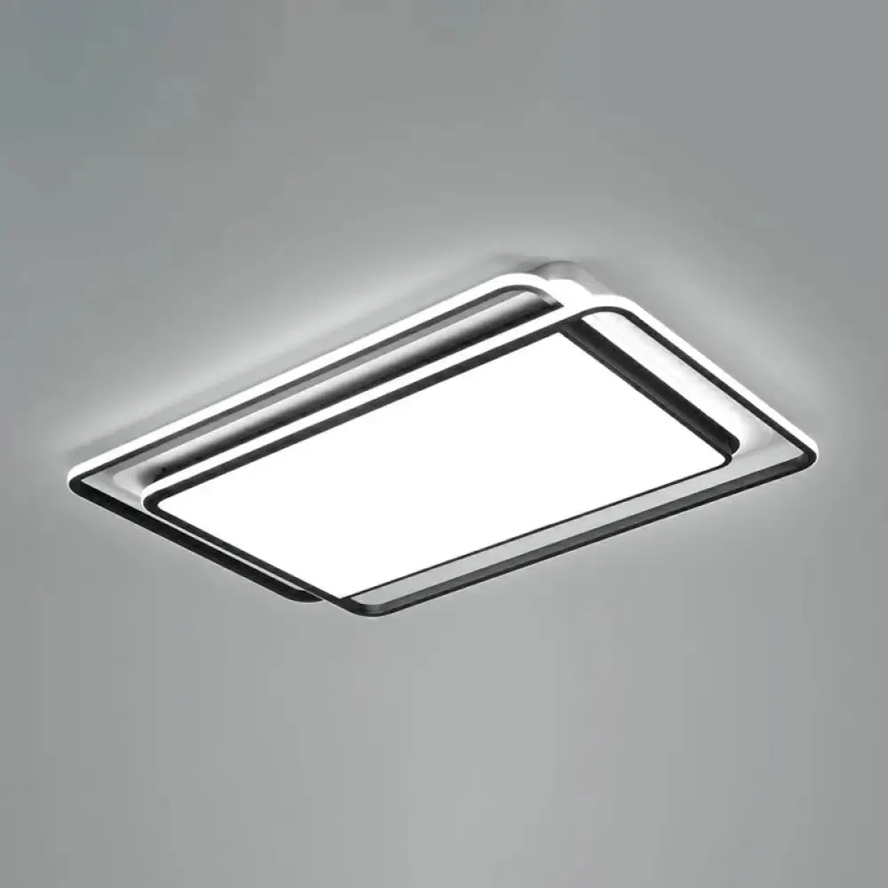 Contemporary Black-White LED Ceiling Light for Living Room - Acrylic Flush Mount Fixture