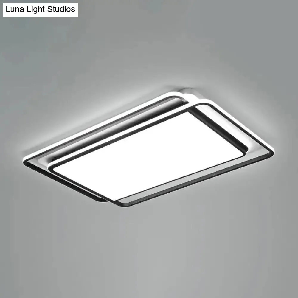 Contemporary Black-White LED Ceiling Light for Living Room - Acrylic Flush Mount Fixture